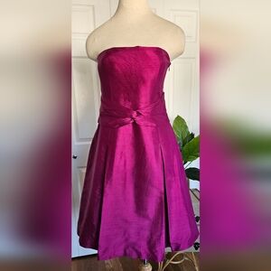 RALPH LAUREN 100%Silk Strapless Y2K Classic Glamour Size 10 Midi Cocktail Dress.